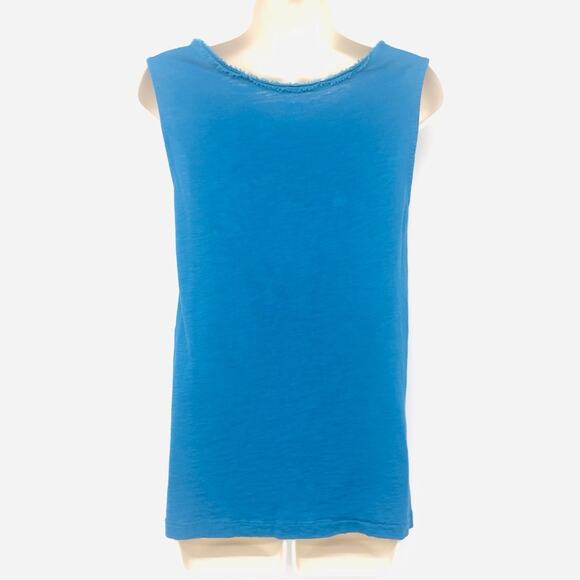 Ann Taylor Loft Teal Blue Textured Ruffled Front Tank Top Wide Scoop Neck - Picture 15 of 16